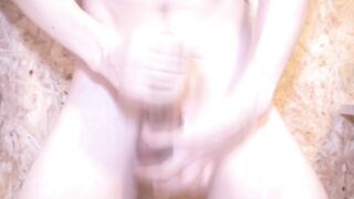 Massive Japanese twink unloads thick ropes of cum while moaning beastly