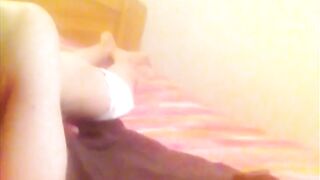 Twink strokes his dick on bed until cumshot gushes far moaning orgasm