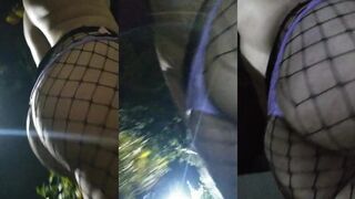 Bubble Butt Femboy Destroyed in Purple Panties and Fishnet