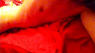 Asian twink in skimpy underwear strokes his fat cock till it leaks cum all over the bed