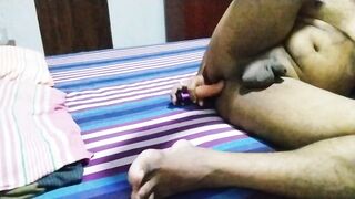 Chubby Asian sissy daddy worships big black cock raw