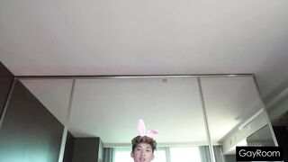 Rabbit twink swallows throbbing jock cock sloppy