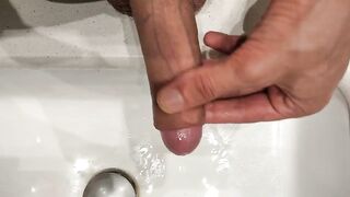 Hard Dick Pisses in Sink while Femdom Watched