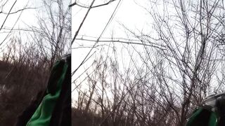 Twink gushes sticky thick cum outdoors public mess fingers