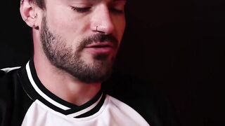Muscular hunks worship bare feet while huge cocks get jerked in gay bdsm humiliation