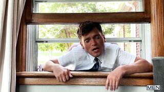 Bruno Cartella sneaks up to Ty Shine's window hard watching his big cock raw fucking