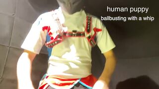 Full Face Helmet Boy Gets Whipped Ballbusting Gushes Cock Cage Chastity
