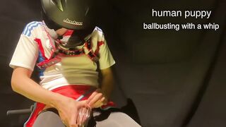 Full Face Helmet Boy Gets Whipped Ballbusting Gushes Cock Cage Chastity