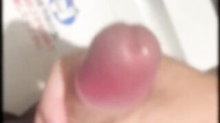 Twink jerks off hard in toilet until big dick cumshot ruins his tight hole