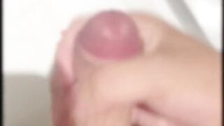 Twink jerks off hard in toilet until big dick cumshot ruins his tight hole