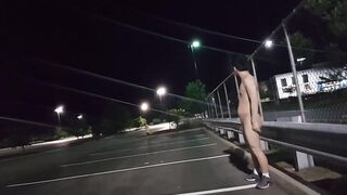 Twink strips public at night exhibitionist caught on camera