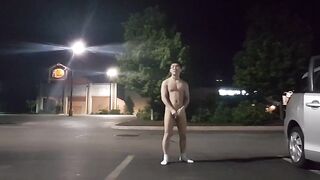 Twink strips public at night exhibitionist caught on camera