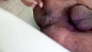 Black boy gushes thick cum while jerking off his big dick