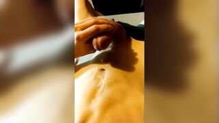 Explosive cum shot close up in slow motion big cock blasting load