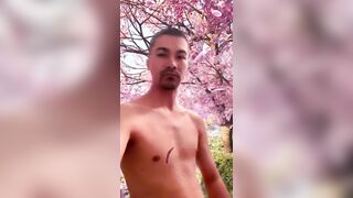 flowers fall when he jerks off outside in the gay virtual world
