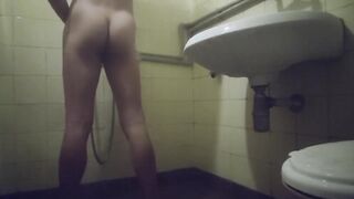Twink boy bath time solo cumshot destroyed all over