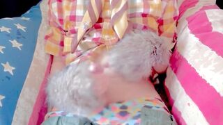 Twink femboy cums all over his navel belly raw solo nasty