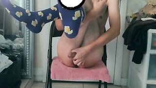 Twink jock strapped faceless raunchy solo jerk off session