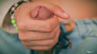 Twink’s Big Cock Pulsing Precum Gushes Thick Cumshots Overload