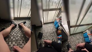 Student ruined by thick japanese cum on his face after watching himself stroke it raw