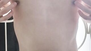 Japanese twink str8 dude wrecks his own nipples raw solo