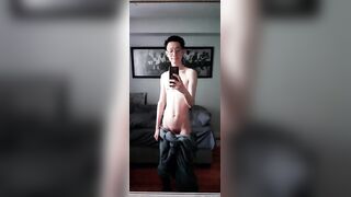 Horny boy’s rainy day naked solo cumshot deep inside his twitchy ass