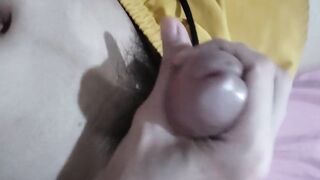 Asian twink gets destroyed stroking his thick burat solo