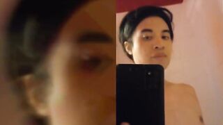 Asian twink destroys Fleshlight in steamy bathroom cumshot wank