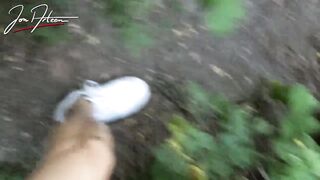 Jon Arteen gets exposed wanking in gay cruising park outdoors cumshot mess