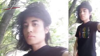 Jon Arteen gets exposed wanking in gay cruising park outdoors cumshot mess