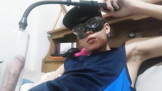 Asian twink’s armpit exposed and slime daks leaking thick cumshot solo