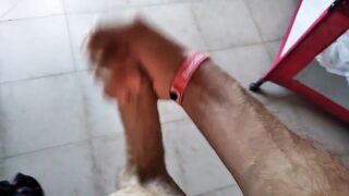 Horny poolside jizz floods hotel room big uncut cock solo cumshot