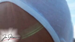 White briefs turn see-through when teen boy jumps in water to show off his bulge