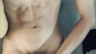 Twink starts gushing while eating yogurt on camera.
