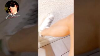Insane gay calf fetish POV squeezing huge fit twink's tight jeans