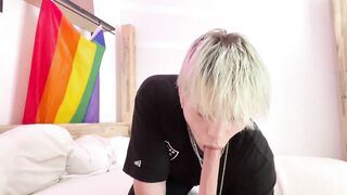 Stepbro takes a deep throatin femboy blowjob raw POV