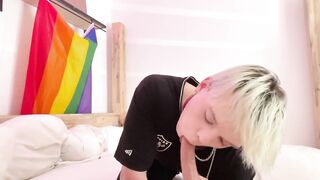 Stepbro takes a deep throatin femboy blowjob raw POV