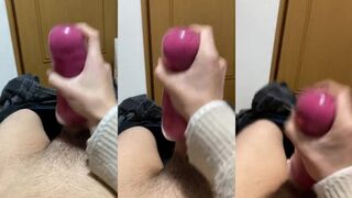 Amateur twink destroyed by his own cockhole stuffed gay jizz creampie