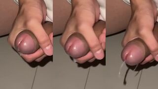 Twink Asian slowmo cumshot squirted in closeup