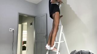 Got horny at work and jerked off then rimmed my twink bbc until i blew my load