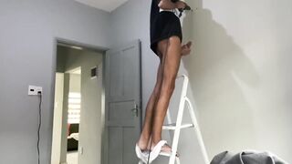 Got horny at work and jerked off then rimmed my twink bbc until i blew my load