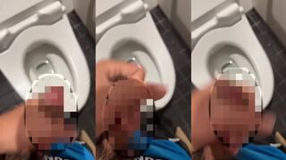 Gay twink jacked off in mall bathroom till he choked on thick cum