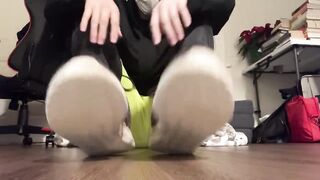 Rubbing my feet in lube after a run stripped undressed