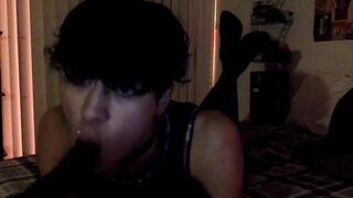 Femboy Sucks on Big Dildo While Jerking Off ecstasy