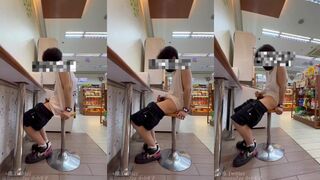 Gay twink gets busted jerking off in convenience store public strip show