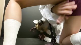 The deer slave employee humiliates urethra and balls in office while cumming