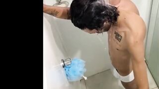 Twink's white soaked underwear ruined by cum