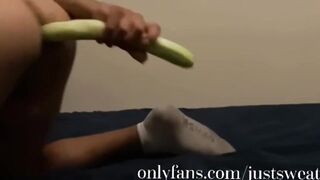 Roommates ass stuffed with french cucumber hole tears loud