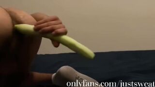 Roommates ass stuffed with french cucumber hole tears loud