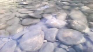 Twink wanks his hairy dick in public streams cum rivers